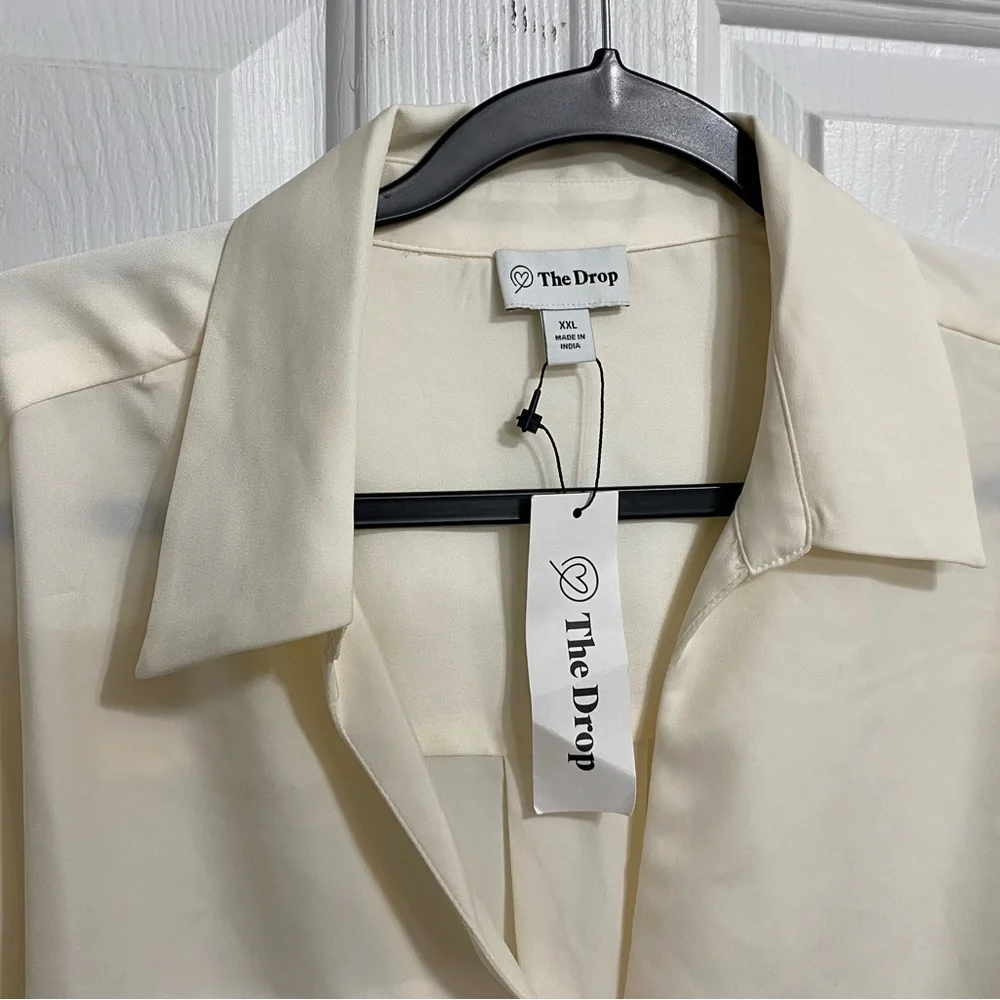 The Drop Women's Elegant Cream Button-Down Shirt - Picture 3 of 3